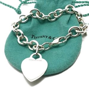 Tiffany &Co Silver heart charm bracelet with box and pouch